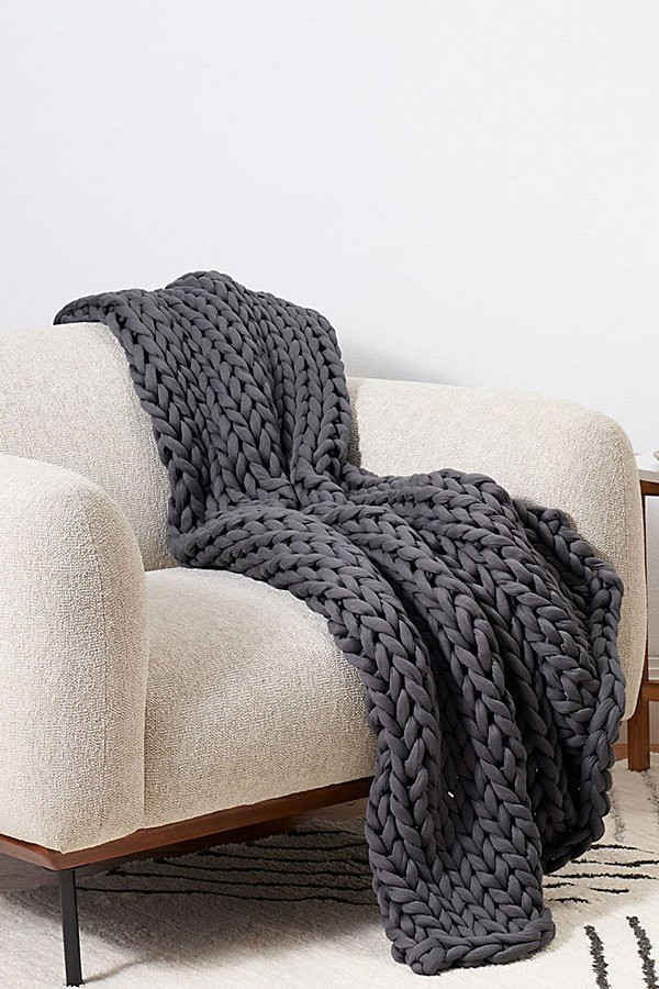 Bearaby Cotton Knitted Weighted Blanket in Asteroid Grey at Urban Outfitters | Urban Outfitters (US and RoW)