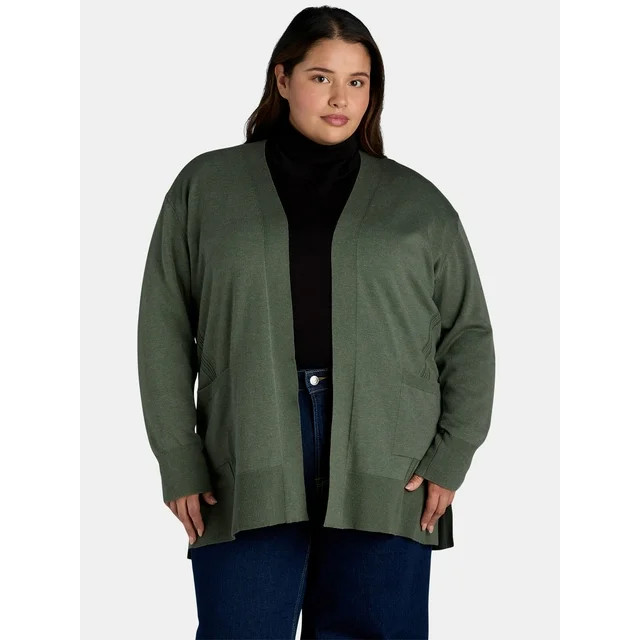 Terra & Sky Women's Fine Gauge Cardigan, Lightweight; Sizes 0X-4X - Walmart.com | Walmart (US)