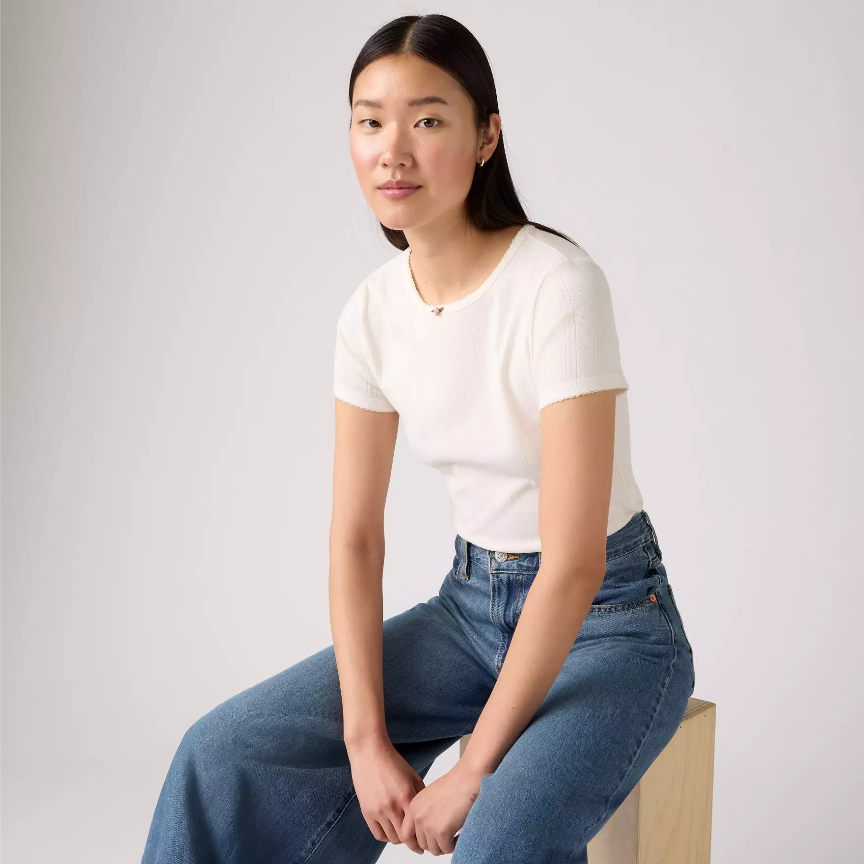 Dry Goods Pointelle Tee - White | Levi's® GB | Levi's UK