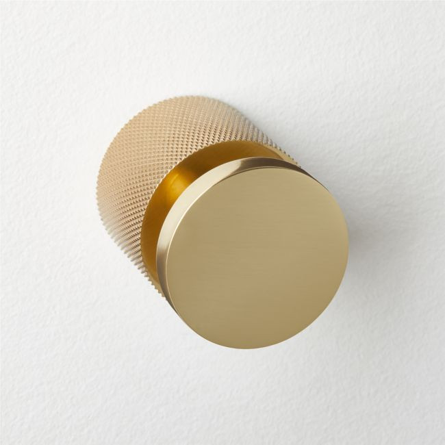 Nicolo Knurled Polished Unlacquered Brass Wall Hook | CB2