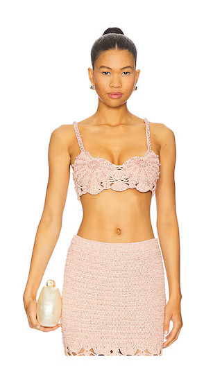 retrofete Bellini Crochet Top in Peach. - size M/L | Revolve Clothing (Global)