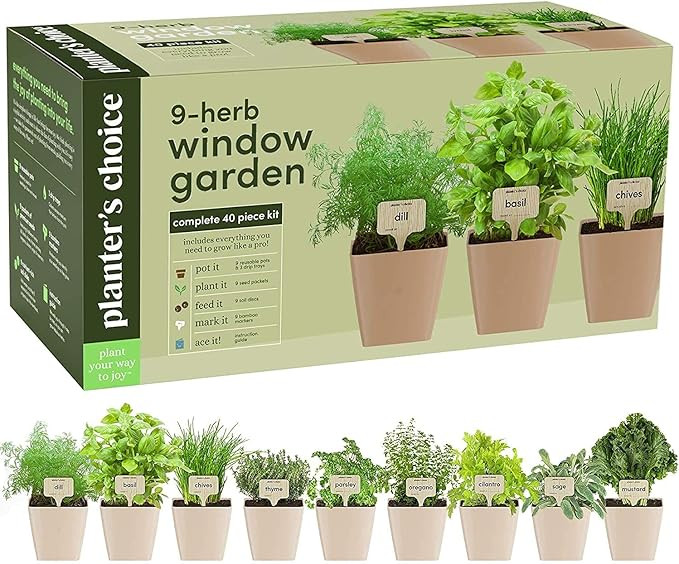9 Herb Window Garden - Indoor Herb Starter Kit - Unique Gardening Gifts for Women & Men Cook - Ki... | Amazon (US)
