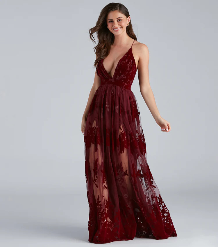 Morgan Formal Flocked Velvet Dress | Windsor Stores