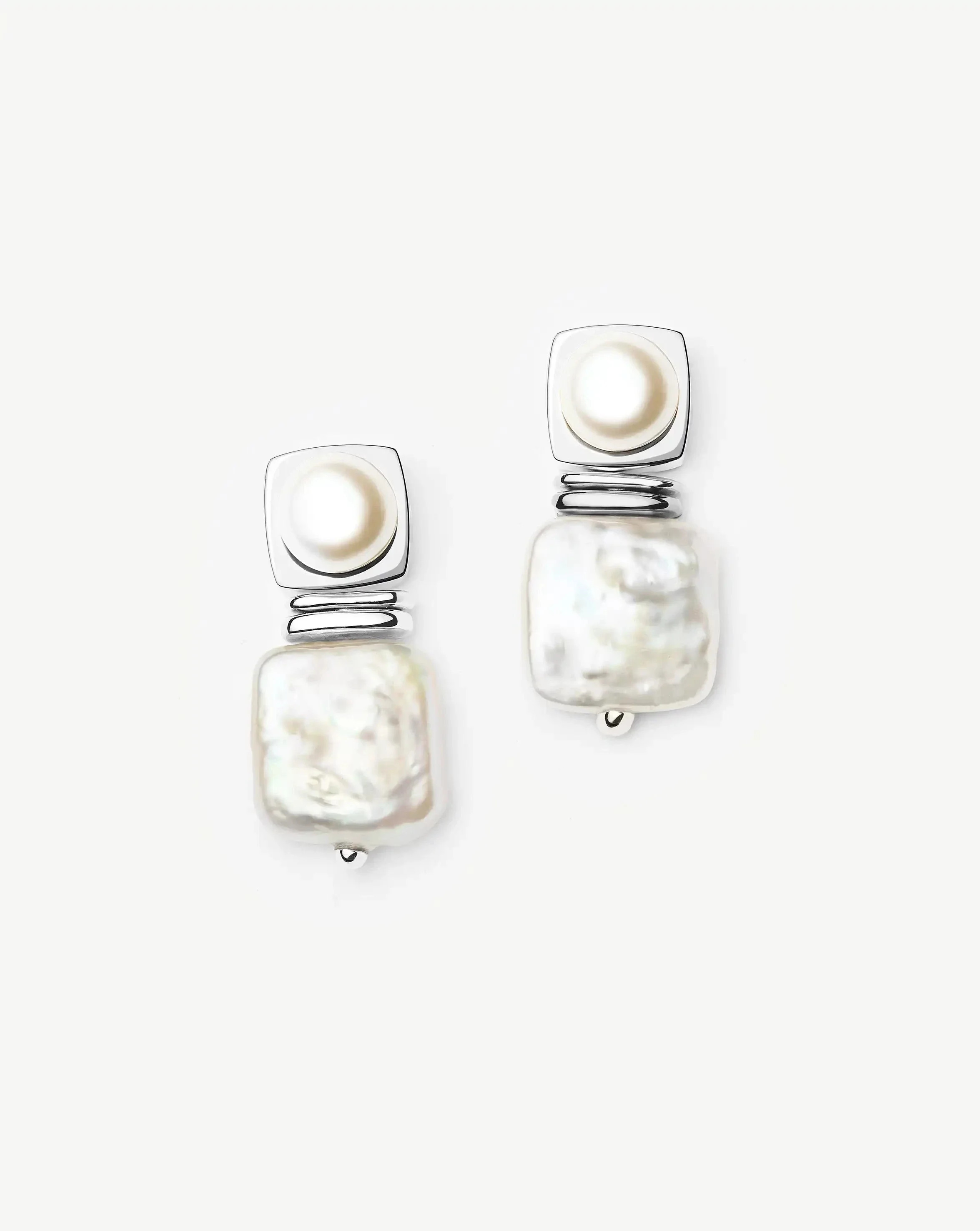 Silver Square Pearl Small Stud Earrings | Missoma US | Missoma US