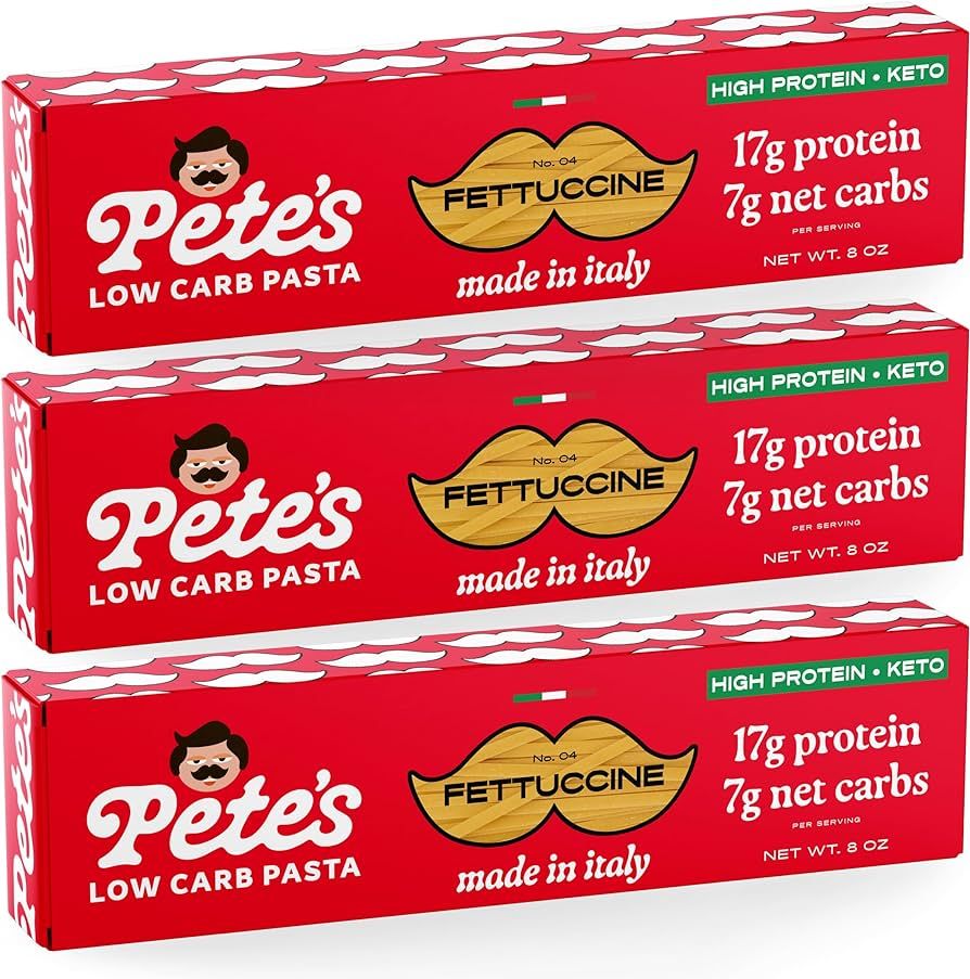 Pete's Pasta 3 Pack Fettuccine Noodles Pasta 8oz – 7g Low Carb Pasta – 17g High Protein Pasta... | Amazon (US)