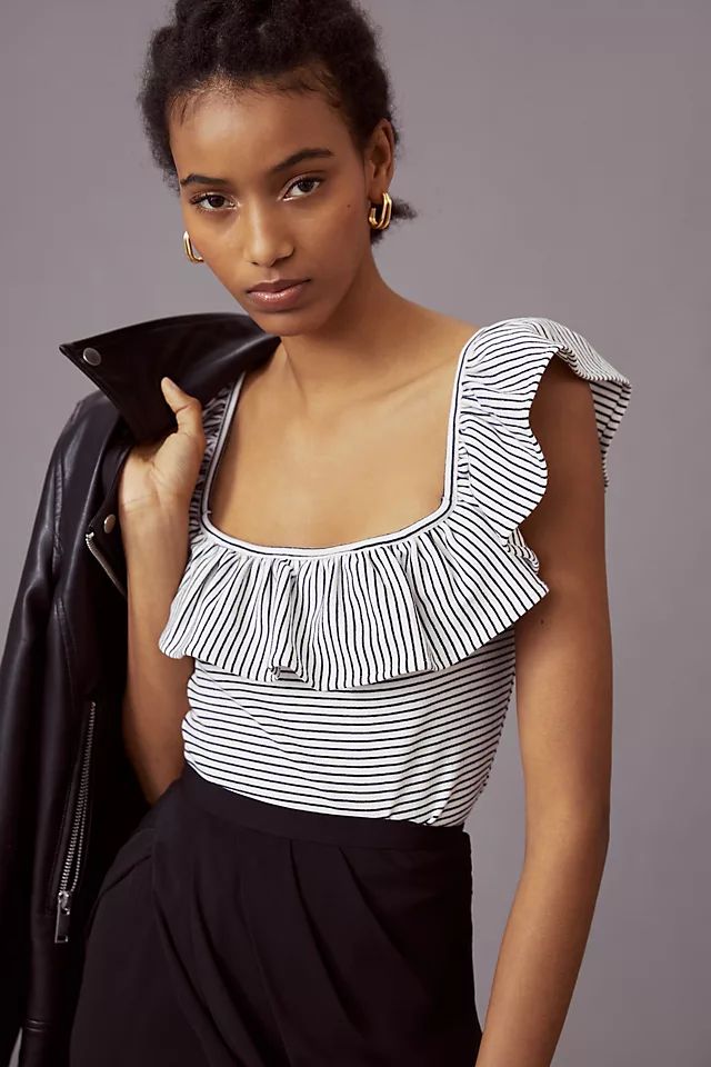 Maeve Ruffled Square-Neck Top | Anthropologie (US)