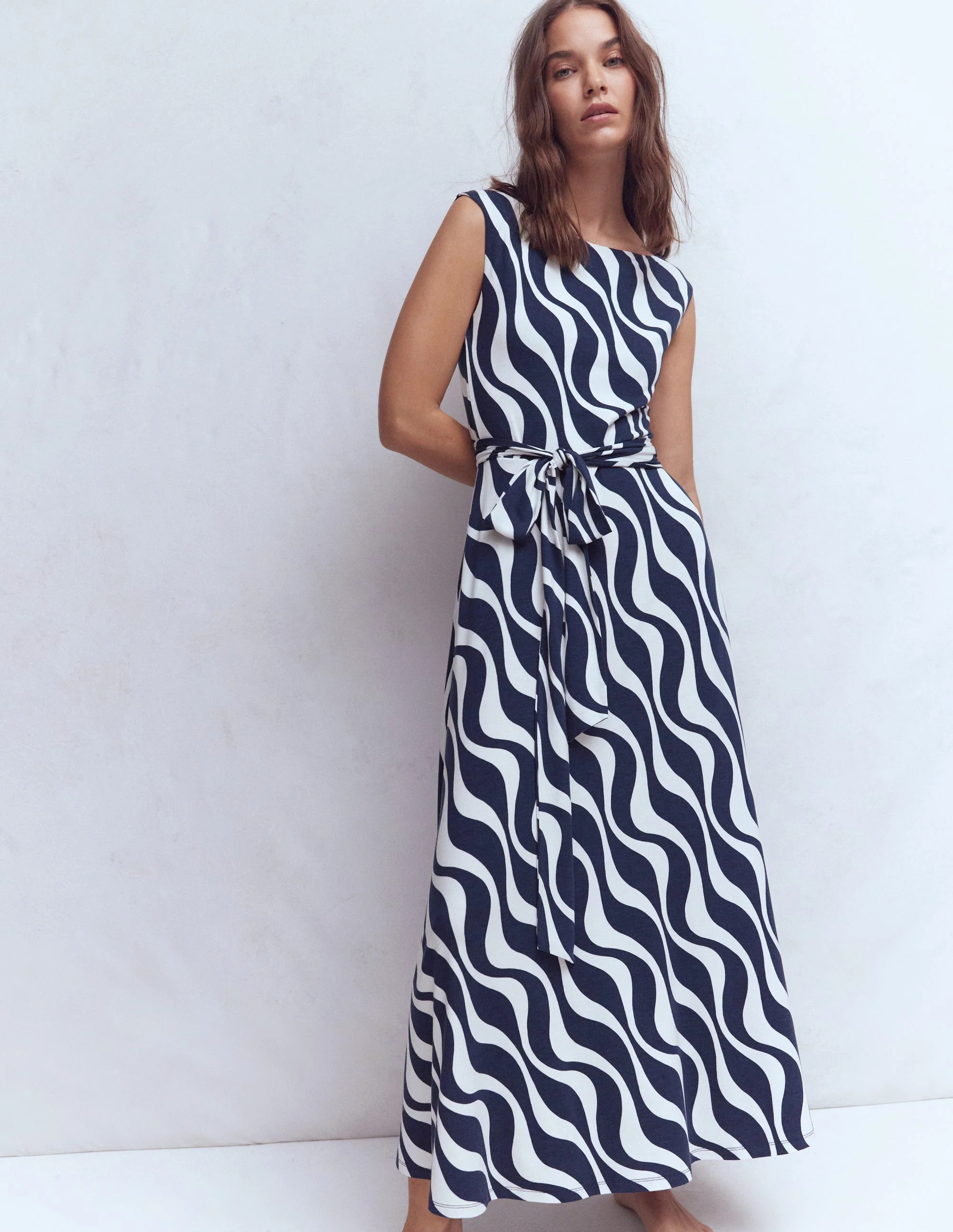 Tamsin Jersey Midi Dress-French Navy, Rhythmic Wave | Boden (US)