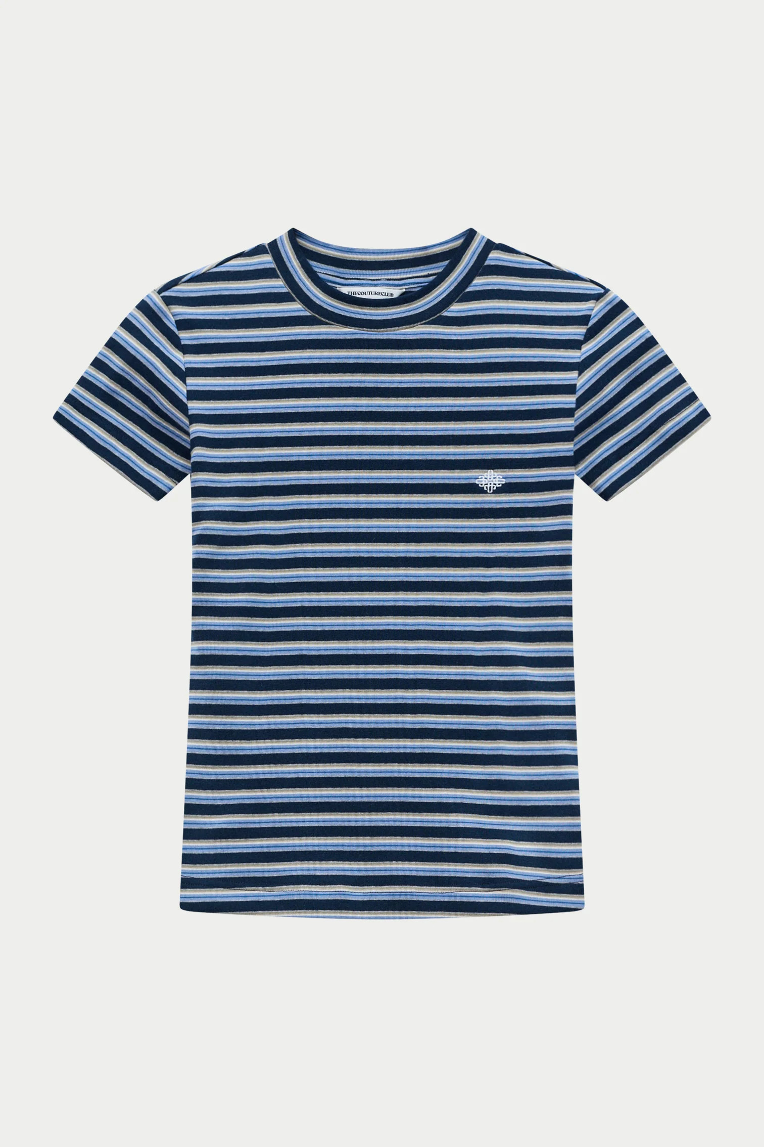 STRIPE BRUSHED COTTON BABY TEE - NAVY | The Couture Club