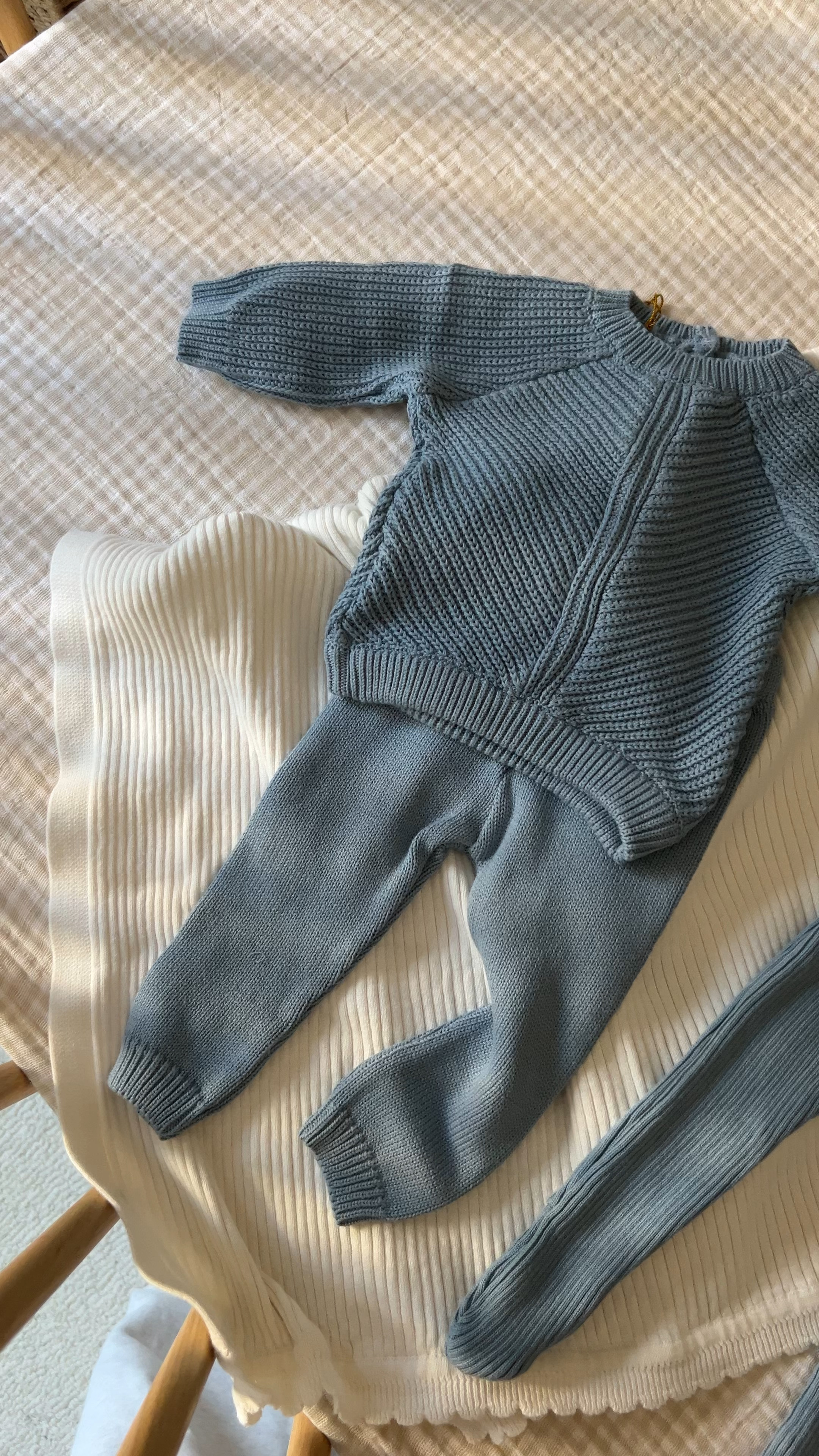 The cutest blue knit baby outfits and blanket ever 

#LTKBaby