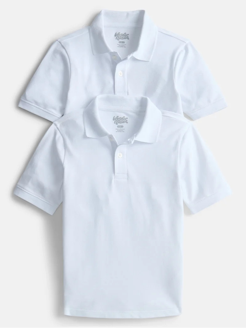 Wonder Nation Boys School Uniform Short Sleeve Pique Polo Shirt, 2-Pack, Size 4-18 & Husky | Walmart (US)