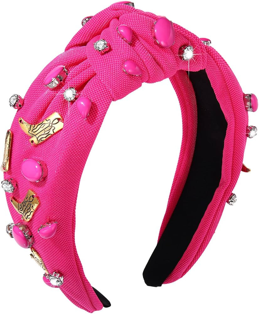 YAHPERN Crystal Knotted Headbands for Women, Rhinestone Jeweled Headbands Western Cowboy Boot Emb... | Amazon (US)