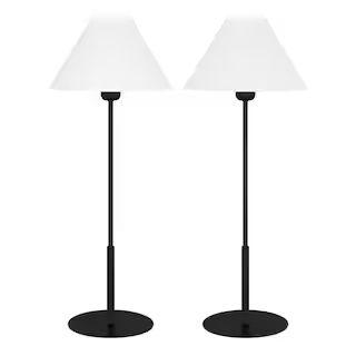 Hampton Bay Ashburn 31 in. Matte Black Table Lamp with White Fabric Shade (Set of 2) HD8525B - Th... | The Home Depot