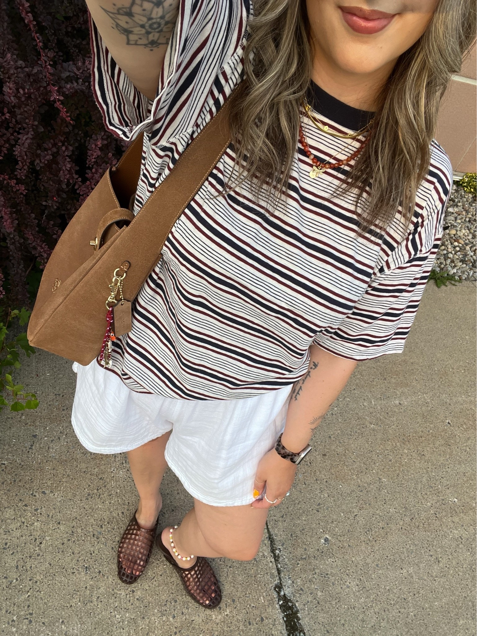 Simple summer outfit! Wearing L in the striped tee. Shorts are old, linked similar. I’m a 9.5-10 shoe and wear a 10 in the jelly shoes (Canadian link under “similar products”). Also linked other jelly options!

#LTKsummer #LTKsale #LTKmidsize