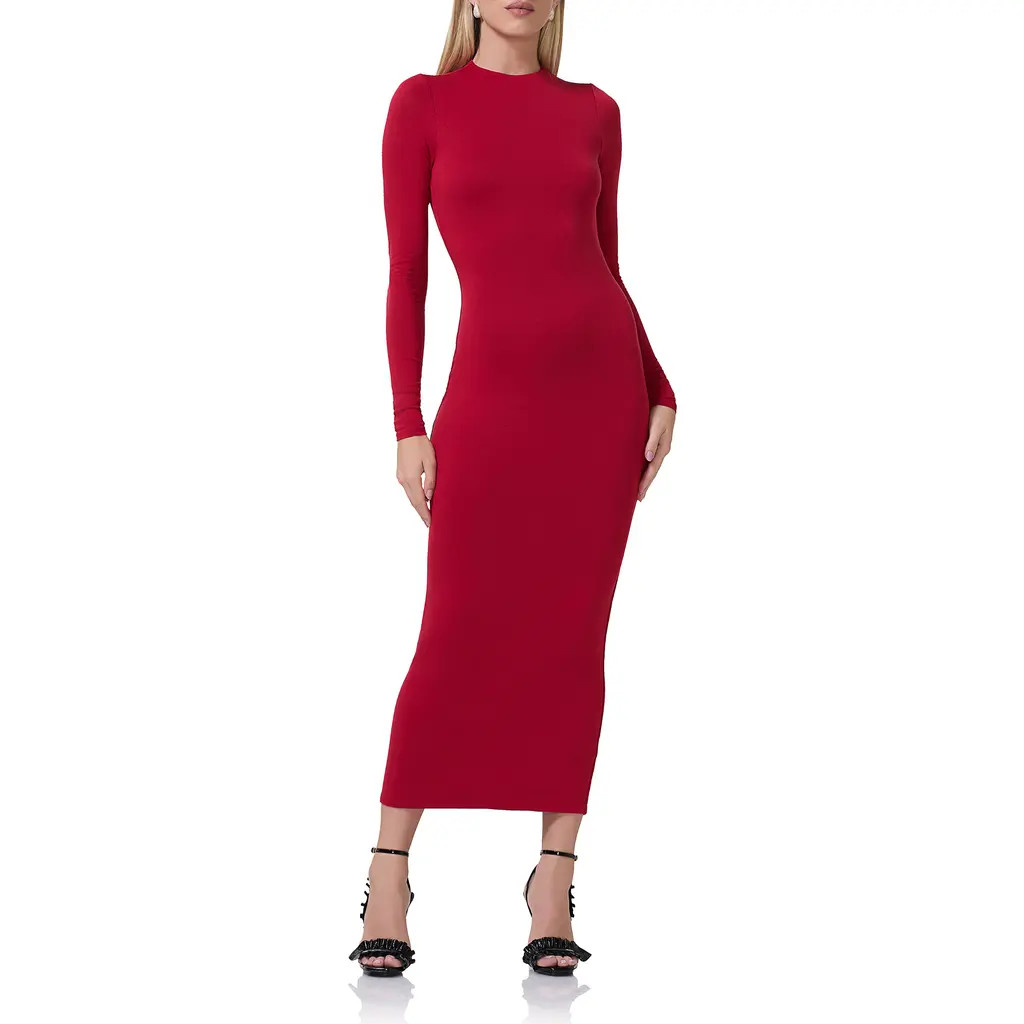 AFRM Juniper Long Sleeve Jersey Maxi Dress in Poppy Red at Nordstrom, Size X-Small | Nordstrom