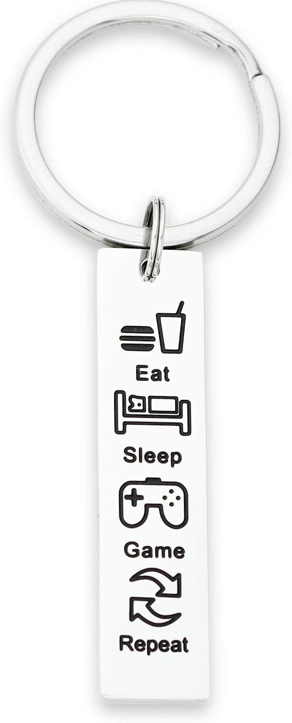 Kivosiiviz Gamer Keychain Eat Sleep Game Repeat Gifts for Teen Gammers Keychain | Amazon (US)