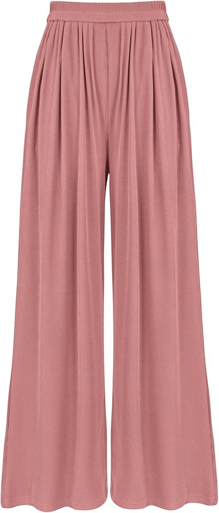 BTFBM Palazzo Pants for Women Spring Summer Clothes 2026 Pockets High Waist Casual Knit Flowy Wid... | Amazon (US)