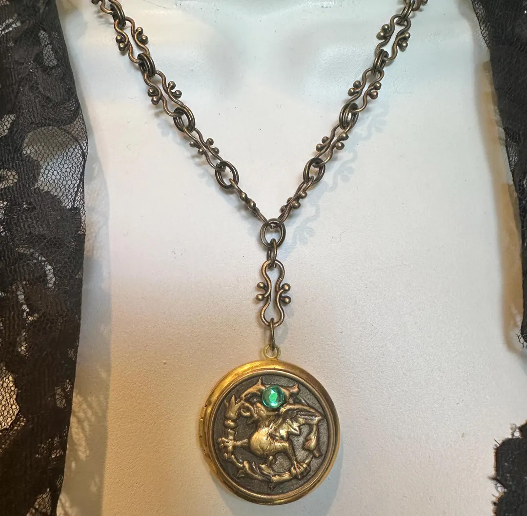 Griffin Gryphon Dragon Heraldry Bronze Medieval Vibes Locket Pendant Necklace, Irish Dragon Heral... | Etsy (US)