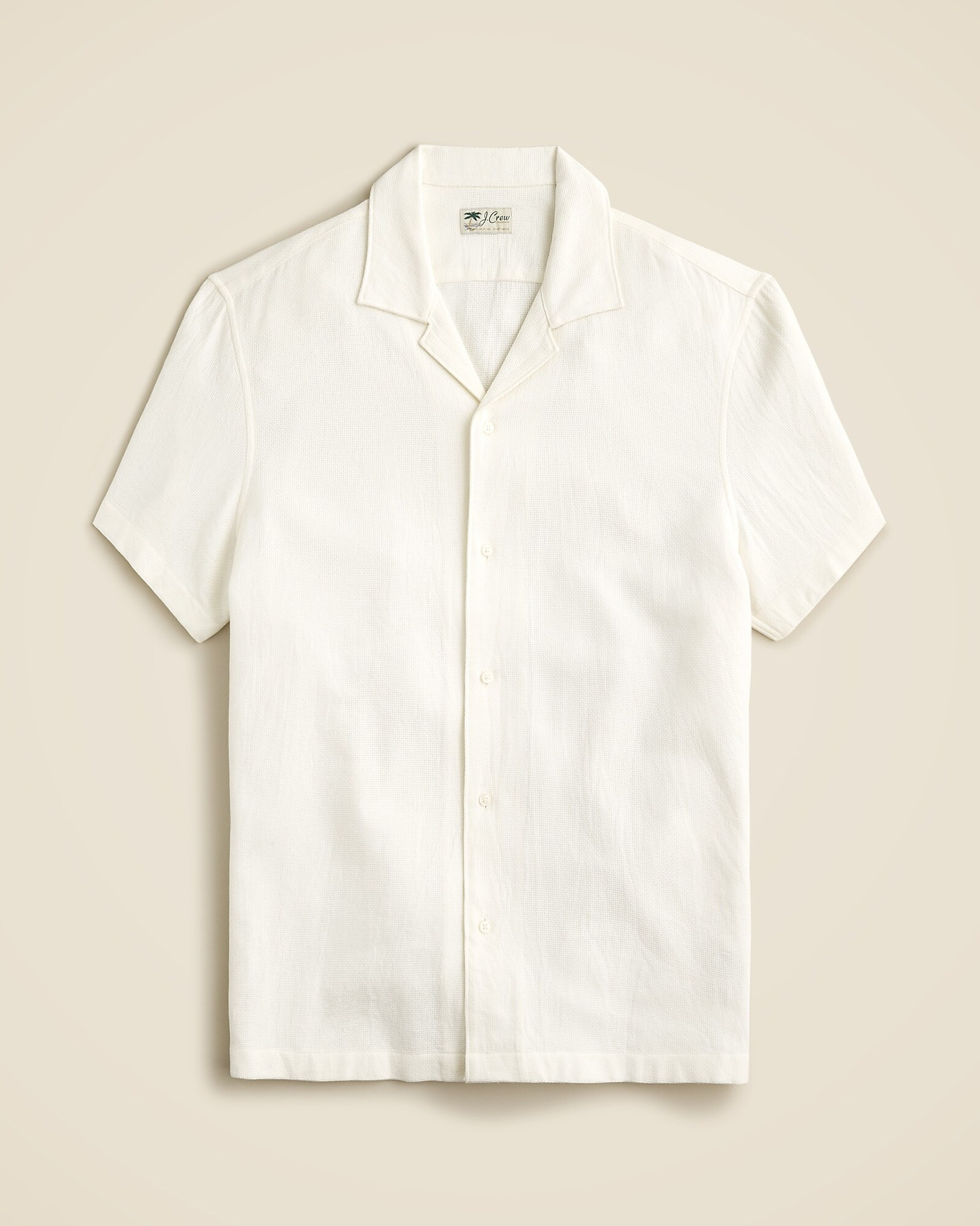 Short-sleeve textured cotton camp-collar shirt | J. Crew US