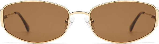 Retro Oval Sunglasses For Women Men Hexagonal Rectangle Metal Frame Sun Glasses AP3625 | Amazon (US)
