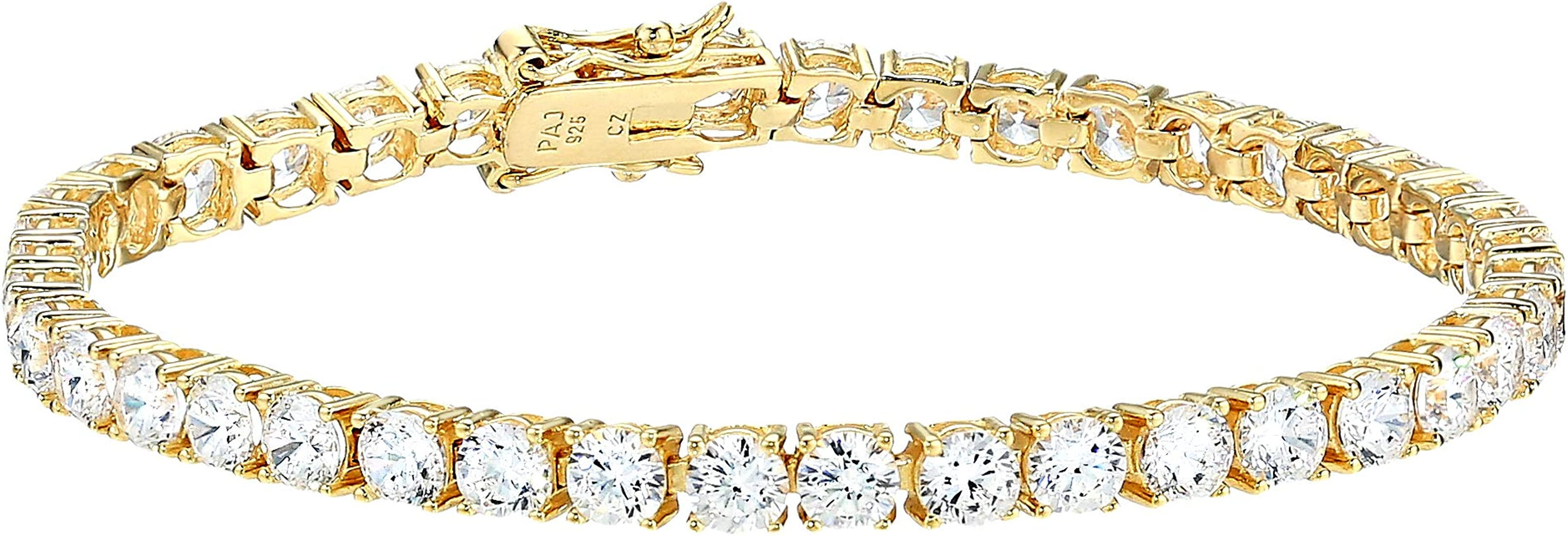 Amazon Collection Plated Sterling Silver Round Cut Cubic Zirconia Tennis Bracelet | Amazon (US)
