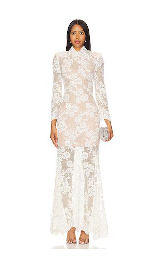 Rhinestone Lace Maxi Dress in White | Revolve Clothing (Global)