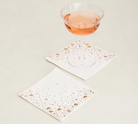 Monique Lhuillier Confetti Heart Cocktail Coasters, Set of 4 | Pottery Barn (US)