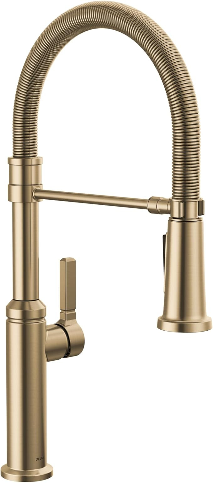 Delta Rhett Pro Style Commercial Kitchen Faucet with Pull Down Sprayer, Single Hole Brushed Gold ... | Amazon (US)