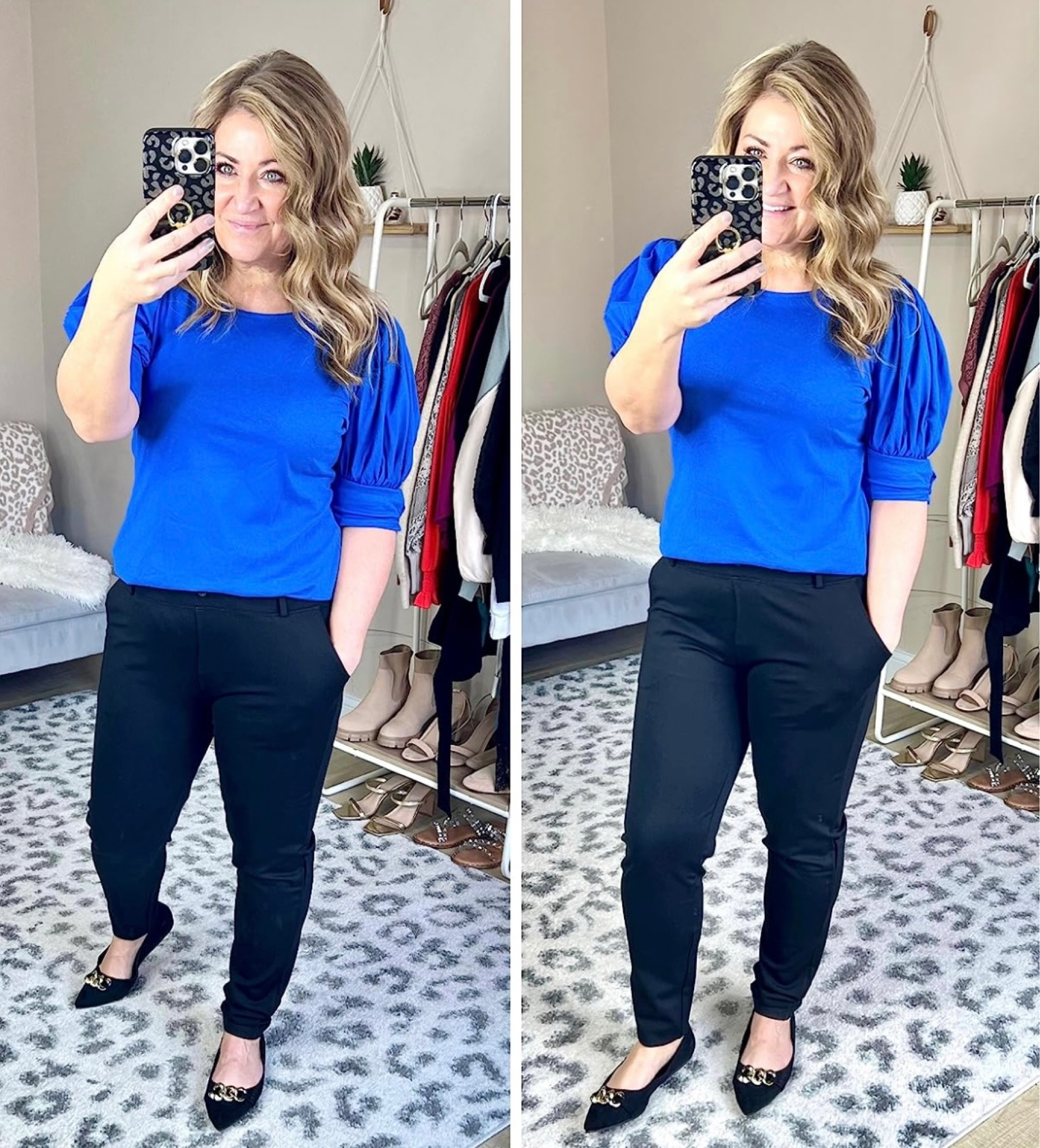 ADORABLE unique top with button detail on the puff sleeves. It's a casual fabric but can be dressed up for work. TTS. Ankle pants have great stretch. I'm 5'3.5" so they are full length but I would say 5'3"-5'7" would be tts. Flats are comfy and tts with a cute chain detail! 

#LTKsalealert #LTKstyletip #LTKcurves