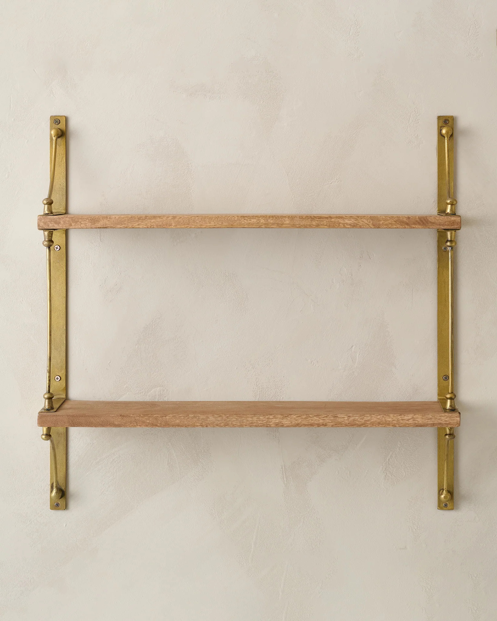 Double Parker Brass and Wood Shelf | Magnolia