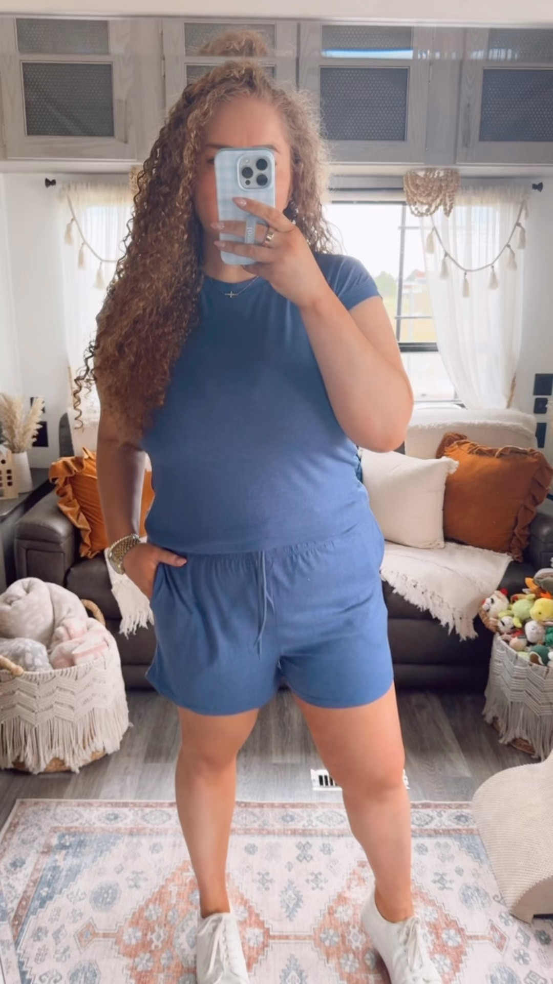 This is one of those outfits I throw on when I want to be comfortable but still look cute without trying 😌 The set is so easy to wear and the fit just works every time.👏 Paired it with my go to white sneakers for that simple everyday vibe I’ve been living in lately🤍 blue two piece set | matching set outfit | casual everyday outfit | comfy cute style | effortless outfit idea | relaxed fit set | lounge set outfit | easy throw on outfit | white sneakers outfit | everyday sneaker look | minimal casual style | spring summer outfit inspo | travel day outfit | airport outfit idea | off duty style | amazon fashion finds | affordable outfit idea | basic outfit staples | comfy lifestyle outfit | laid back style

#LTKootd #LTKdayinmylife #LTKMidsize