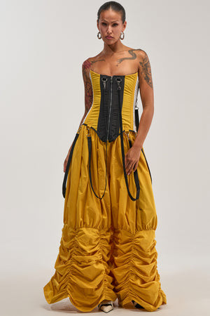 AKIRA Don't Mind Me Ruched Jogger Pants In Yellow | Size XL | AKIRA