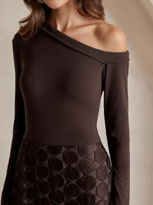 Anewsta Sexy Slim-Fit High Waist Slash Shoulder Long Sleeve Drapey Hollow Out Tassel Mini Dress, ... | SHEIN