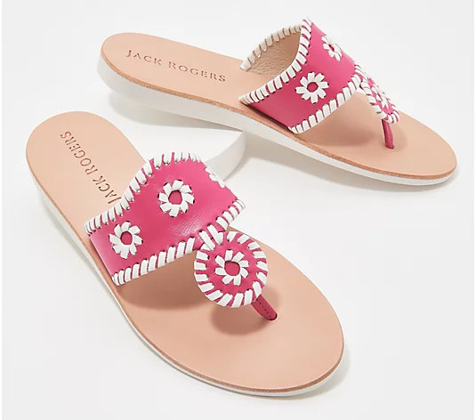 Jack Rogers Leather Non-Slip Sandals - Boating Jacks - QVC.com | QVC
