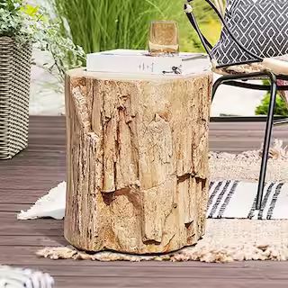Wood Brown Concrete Wood Outdoor Side Table AM930C-295 - The Home Depot | The Home Depot