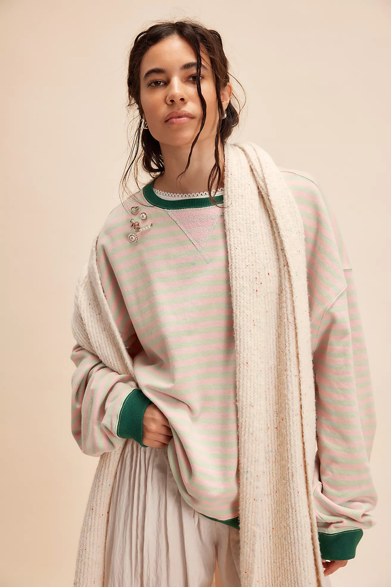 Classic Striped Oversized Crewneck | Free People (Global - UK&FR Excluded)