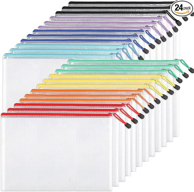 EOOUT 24pcs Mesh Zipper Pouch Zipper Bags, Puzzle Bag for Organizing Storage, Letter Size, A4 Siz... | Amazon (US)