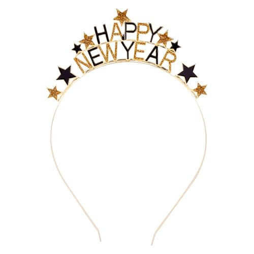 MveLwodx 1 Pack Happy New Year Headband Tiara,New Years Eve Headbands for Women,New Years Eve Party Supplies Decorations,New Year Eve Hair Accessories,Rhinestone Hair Clasp Tiaras | Amazon (US)