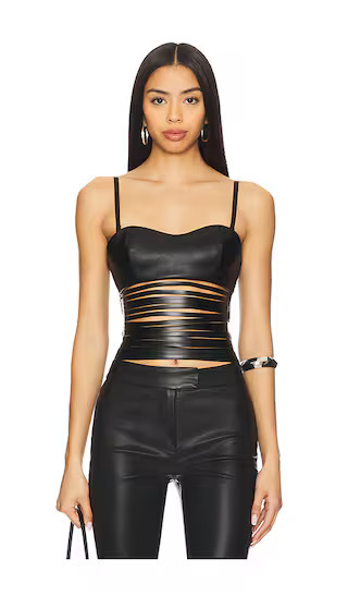 Leather Lazer Top in Black | Revolve Clothing (Global)