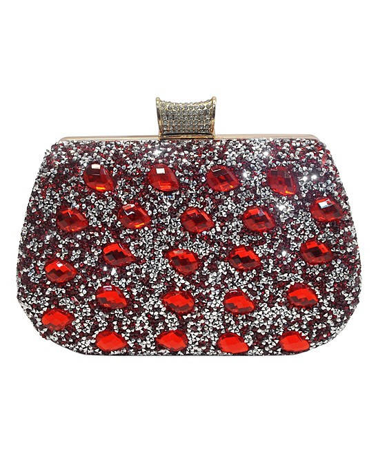 Red Alexendria Rhinestone Clutch | zulily
