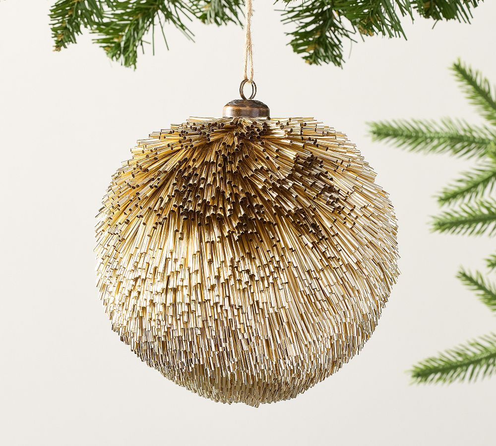 Oversized Textured Gold Ball Ornament | Pottery Barn (US)