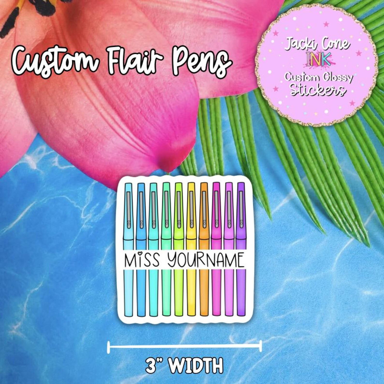 Custom Flair Pen Teacher Sticker | High Gloss Vinyl Sticker | Personalized Teacher Gift | Custom ... | Etsy (Global)