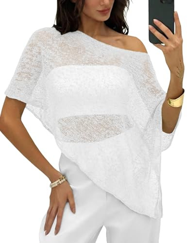 LOMON Womens Sheer Poncho Shrug Bolero Lightweight Knit Crochet Shrug Mesh Cover Up Summer 2026 | Amazon (US)