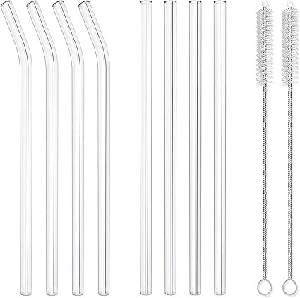 8 Pack Reusable Glass Drinking Straws - 10" x 10 mm - Smoothie Straws for Milkshakes, Frozen Drin... | Amazon (US)