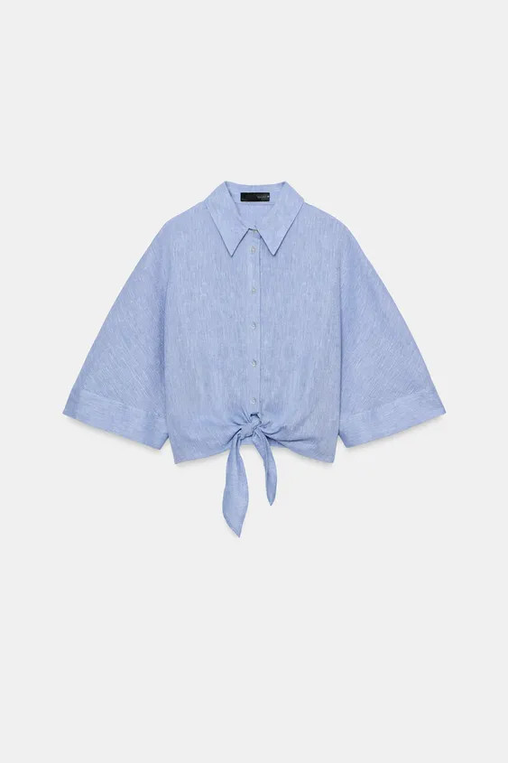 KNOTTED LINEN SHIRT | Zara US
