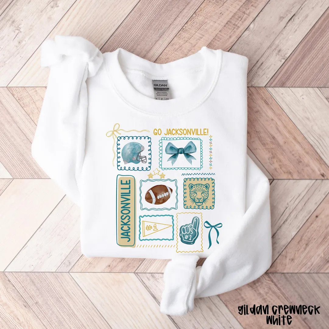 Coquette Jacksonville Football Sweatshirt, Doodle Football T-shirt, Game Day Tee, Girly Football ... | Etsy (US)