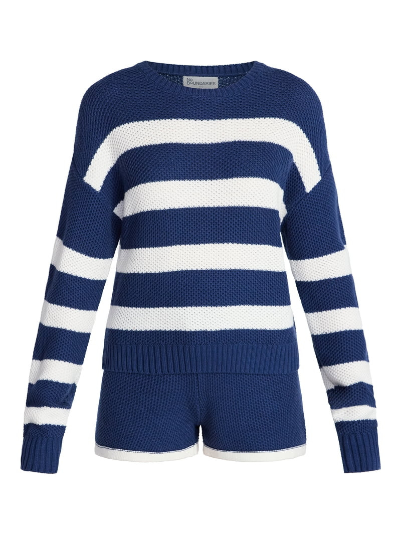 No Boundaries Drop Shoulder Crewneck Pullover Top and Shorts Set, 2-Piece, Women's XXS-XXL | Walmart (US)