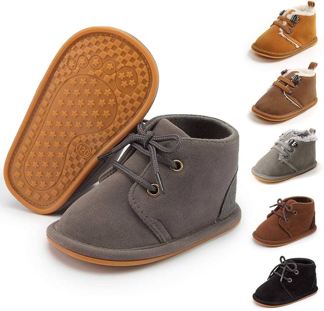 Meckior Baby Booties Newborn Infant Unisex Baby Girls Boys Velvet Rubber Anit-Slip Sole Shoes Tod... | Amazon (US)