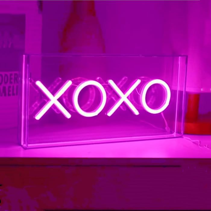 XOXO Neon Light Signs LED Decorative Sigtures Light Box 3D Pink Neon Sign for Bar Party Kids Room... | Amazon (US)