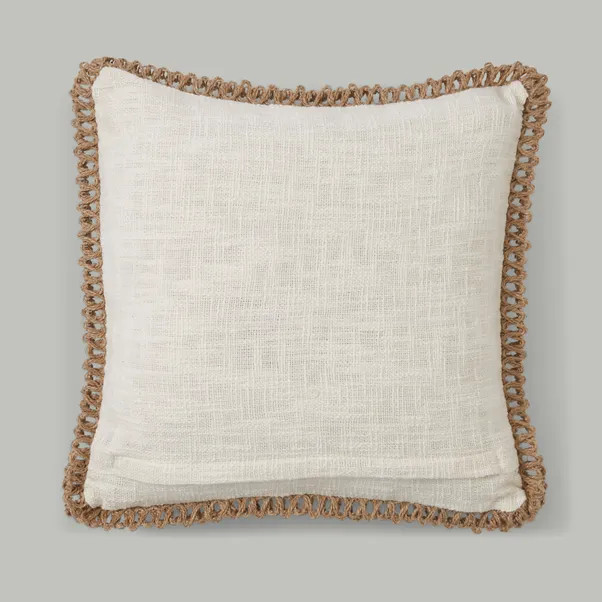 Jute Scallop Trim Cotton Square Cushion | Dunelm (migrated)