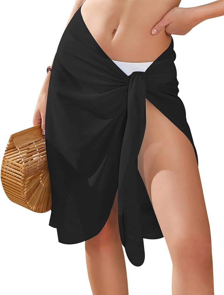 Ekouaer Women's Sarongs Beach Pareo Short Sheer Bikini Skirt Wrap Chiffon Swimsuit Cover Up 2024 ... | Amazon (US)